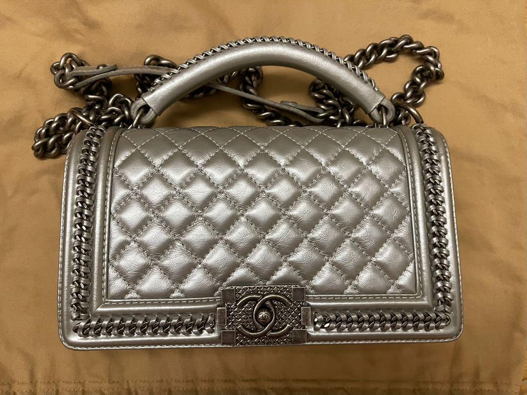 Chanel le boy on sale silver
