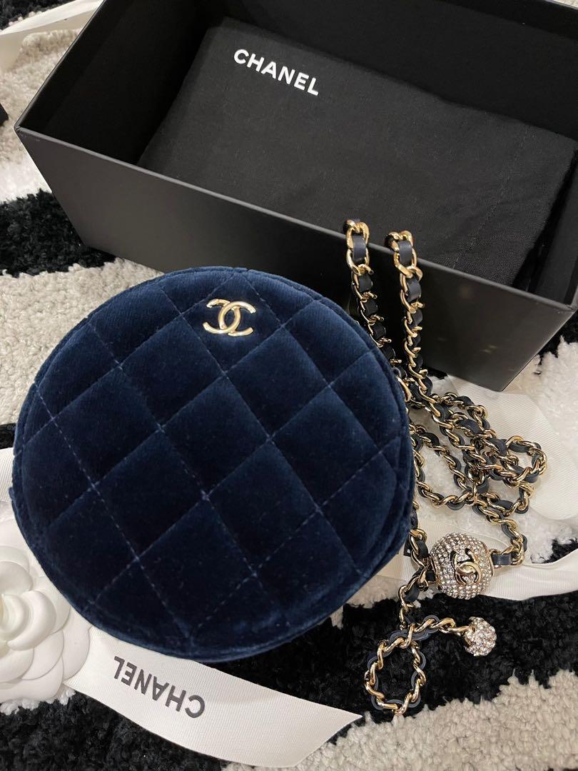 Chanel Velvet Pearl Crush Mini Round Bag Autumn 2020