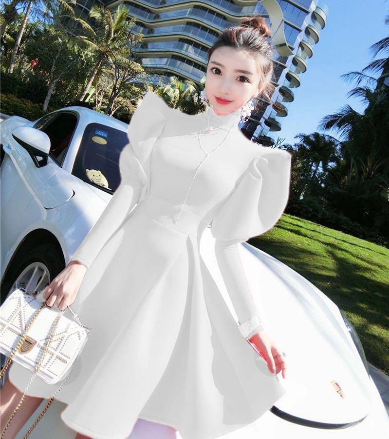 classy white dress with sleeves