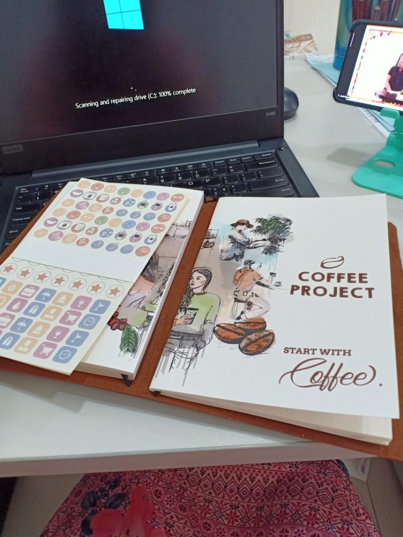 Coffee Project 2021 Journal (Category: Stationery & School Supplies) located in Las Pinas. Submitted by heizelnut (Listing ID 1065198441, Image 2). Description: Coffee Project's 2021 Journal Open planner. No specific date per page. Complete with stickers. SF will be shouldered by the buyer..