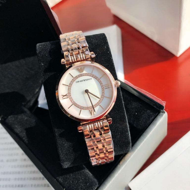 Emporio Armani AR1909 32MM Mechanical Watch Rose Gold Quartz Dress Watch