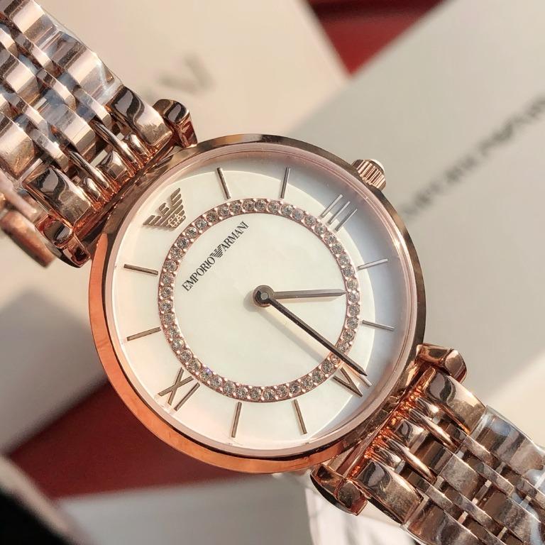 Emporio Armani - AR1909 32MM Mechanical Watch Rose Gold Quartz Dress Watch,  Luxury, Watches on Carousell