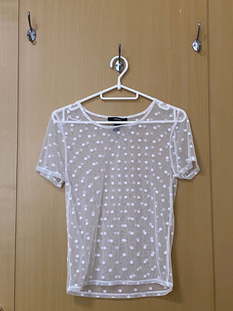 forever 21 white mesh top