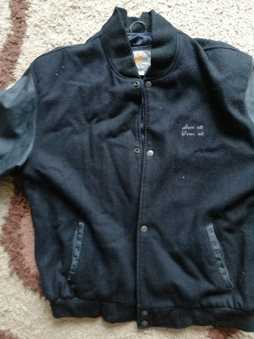 Hard Rock Cafe Bomber jacket Wool Leather Men s Fashion Coats Jackets and Outerwear on Carousell