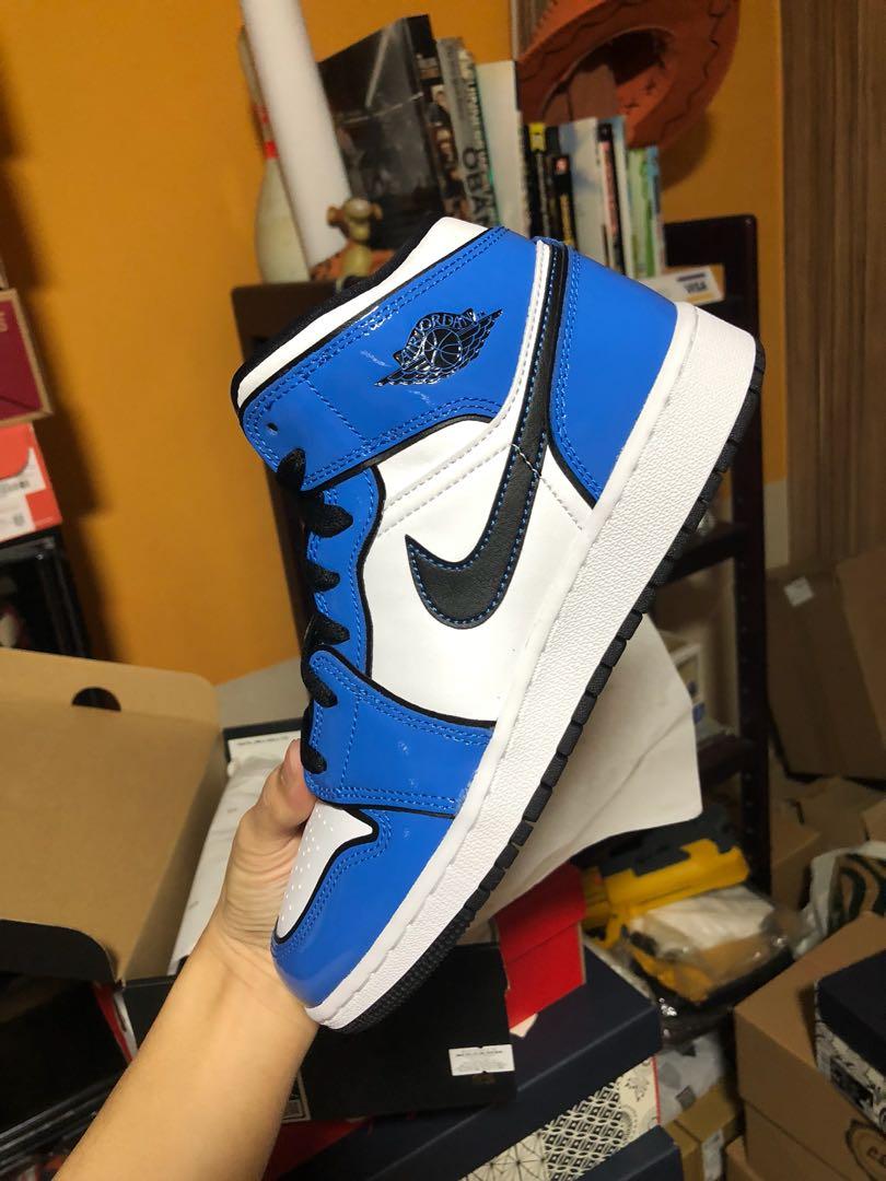 Jordan 1 Mid Gs Blue Signal Men S Fashion Footwear Sneakers On Carousell