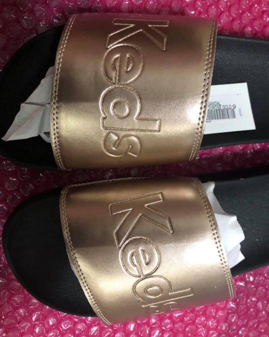 keds slides rose gold