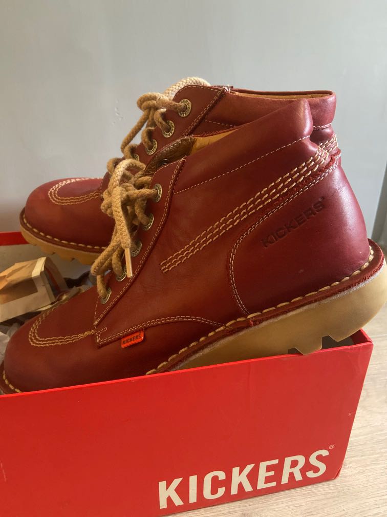 Kickers red boots 41, 女裝, 鞋, 靴 