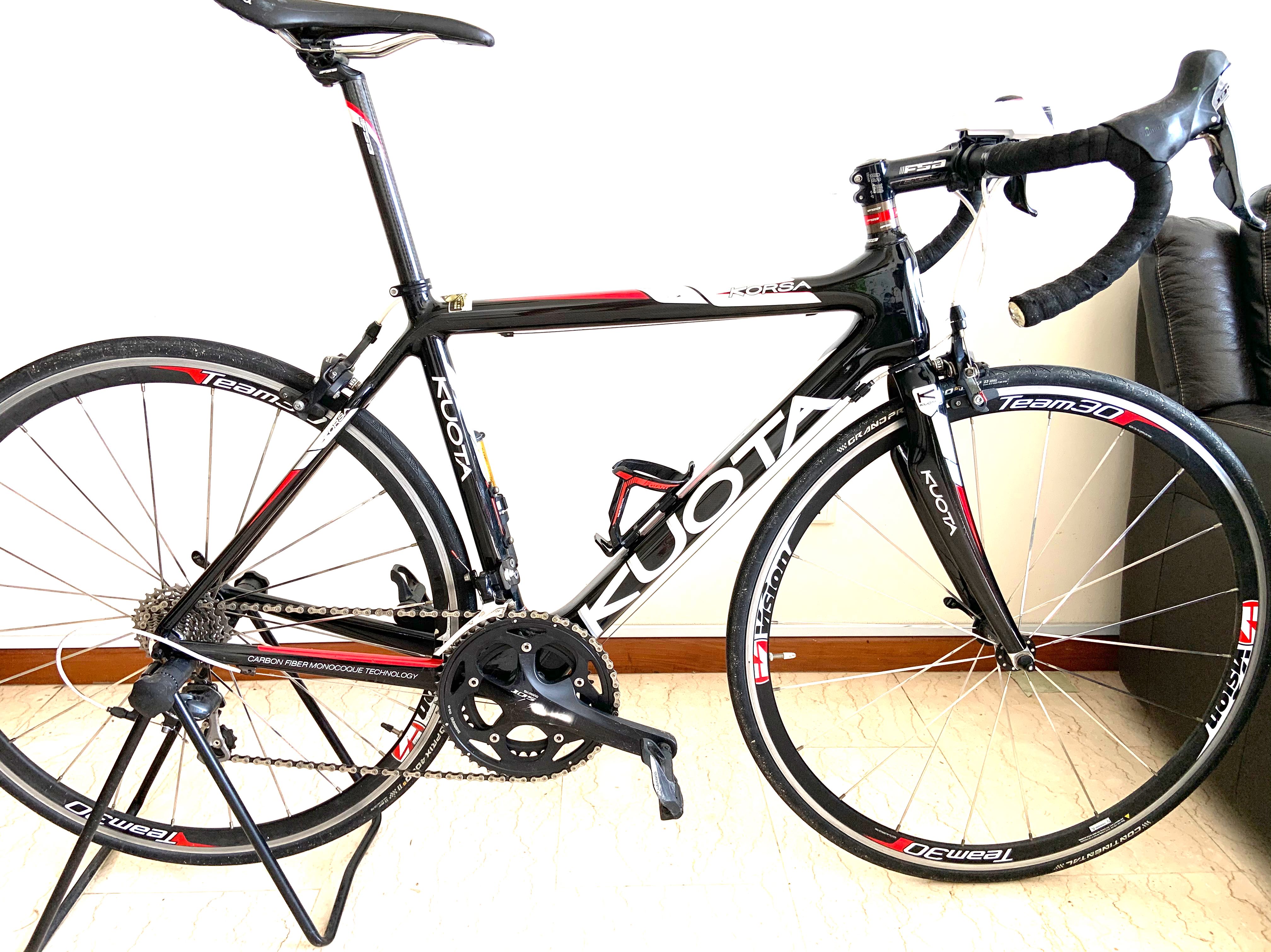 Kuota Korsa Mens Full Carbon Road Bike Black White Red Sports