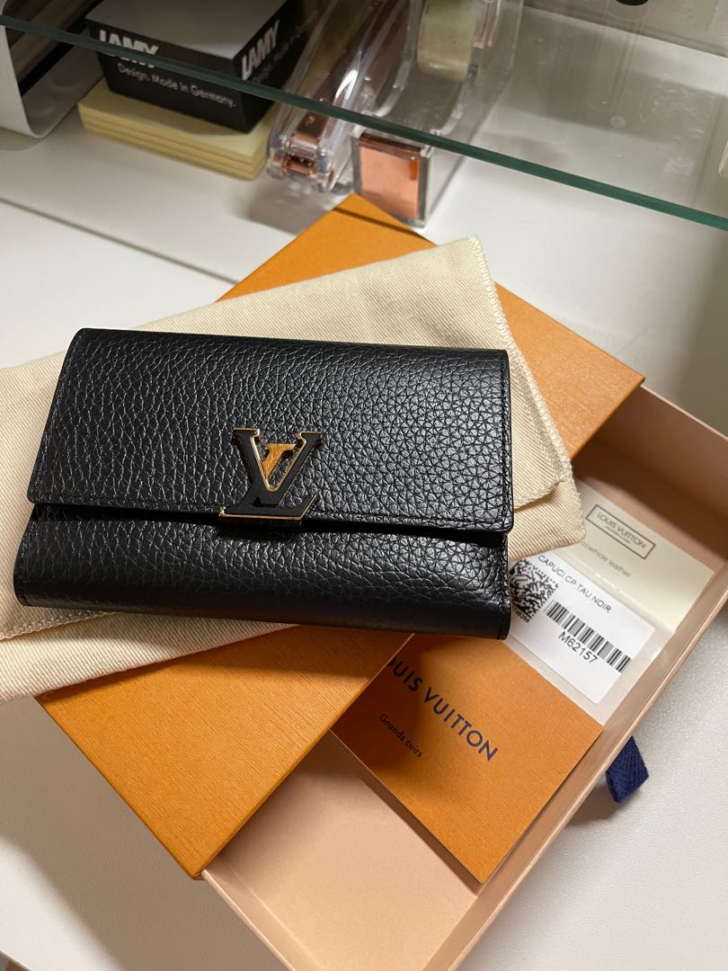 AUTHENTIC Louis Vuitton PORTEFEUILLE CAPUCINES COMPACT Wallet (Black  Outside and Gorgeous Pink Inner Lining), Luxury, Bags & Wallets on Carousell