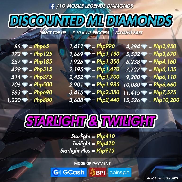 Mobile Legends ML Discounted Diamonds Dias, Video Gaming, Video Games