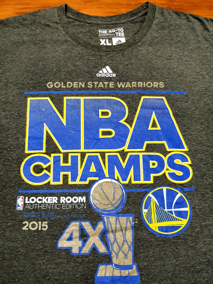 Adidas Golden State Warriors Locker room issue NBA Champs 4x T Shirt Sz  MEDIUM