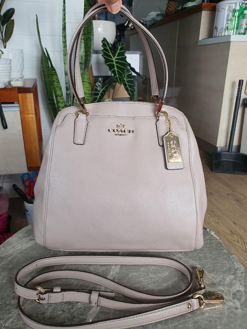 Orig Coach Minetta Leather Taupe Two way bag Women s Fashion