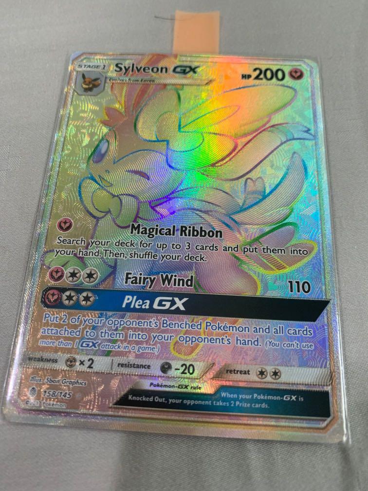 Pokemon Cards Tcg English Sylveon Gx Hyper Rainbow Holo Rare Near Mint Hobbies Toys Toys Games On Carousell
