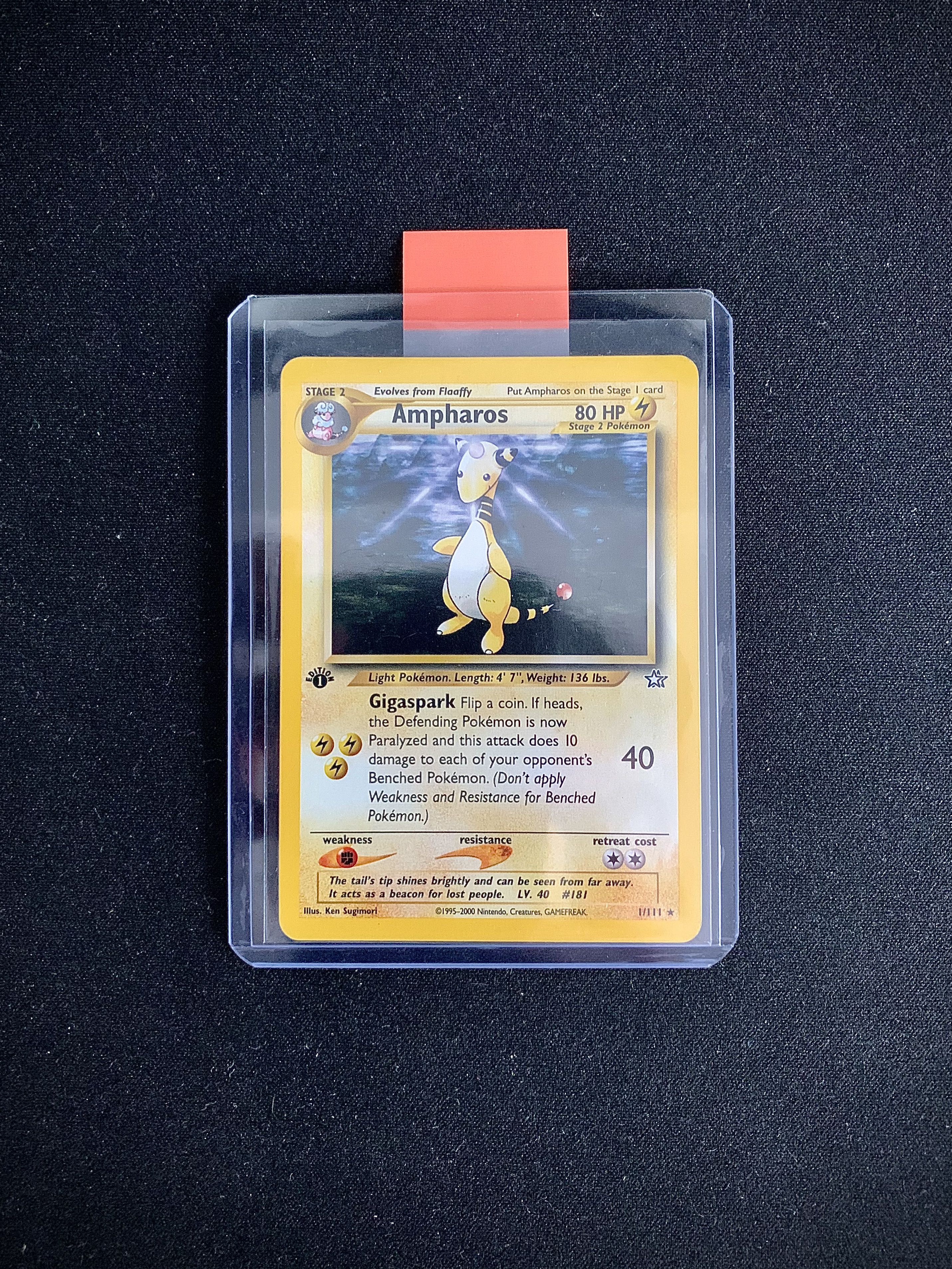 Ampharos 1/111 Neo Genesis Holographic Rare Pokemon Card MP 