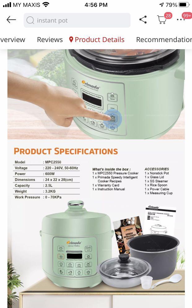 Primada, Russel Taylors Pressure Cooker Nonstick Inner Pot Spare Parts,  Replacement Parts, Ready Stock, Non Stick Pot