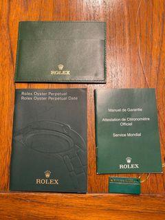 Rolex Booklet, service manual and Tag
