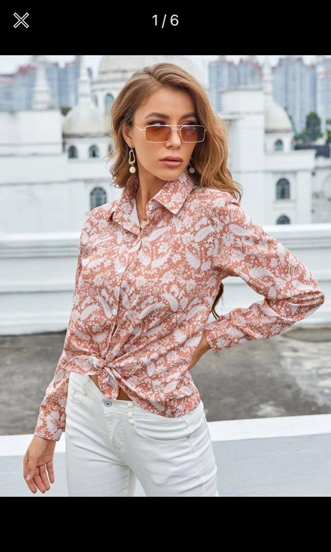 SHEIN Paisley Print Button Up Shirt