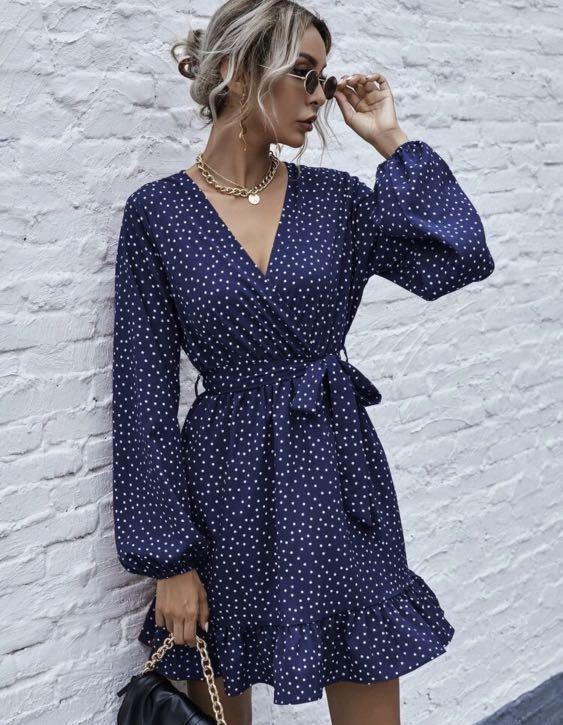 dot wrap dress