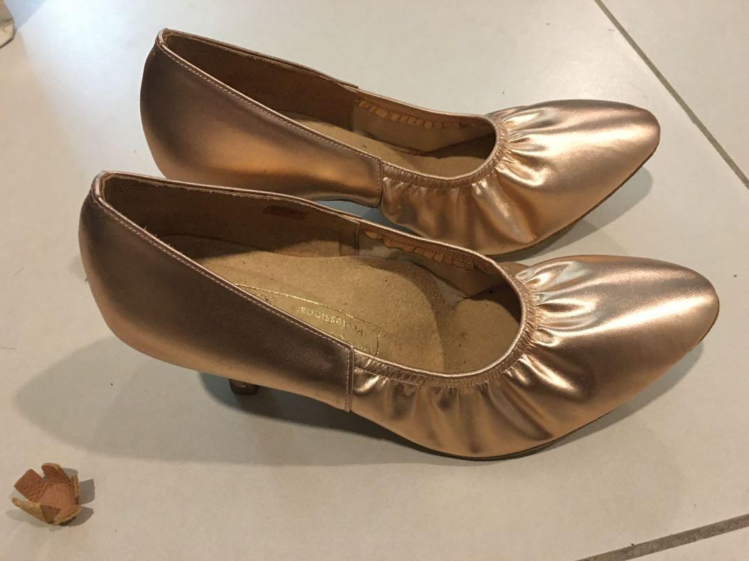 shiny rose gold heels