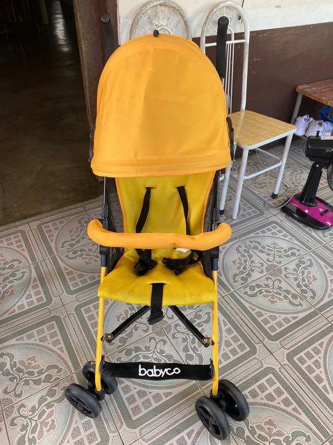 Stroller (Category: Strollers) located in Quezon City. Submitted by gen_mg1 (Listing ID 1065287828, Image 3). Description: Stroller for boy or girl Color yellow Used but not abused, good as new! as in! 😉 Ang ganda ganda pa ng color nito. D na kasi nagagamit For 2-6 yrs old Brand is “Babyco” Sm brand Slightly nego.
