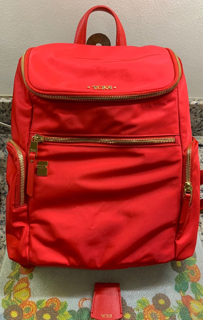 tumi red backpack