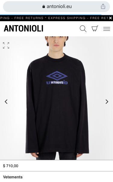 Vetements x Umbro 18ss Oversized Sweatshirt Men s Fashion Tops