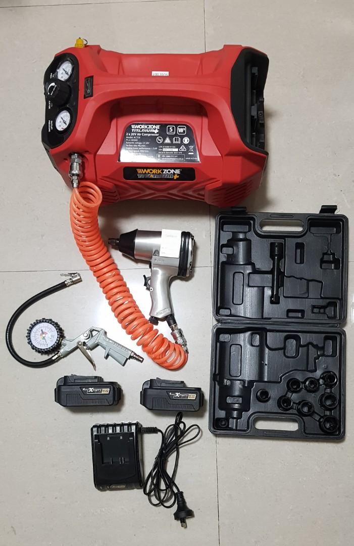 Workzone cordless compressor with air impact wrench, Commercial