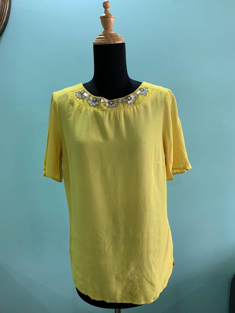 yellow embellished top