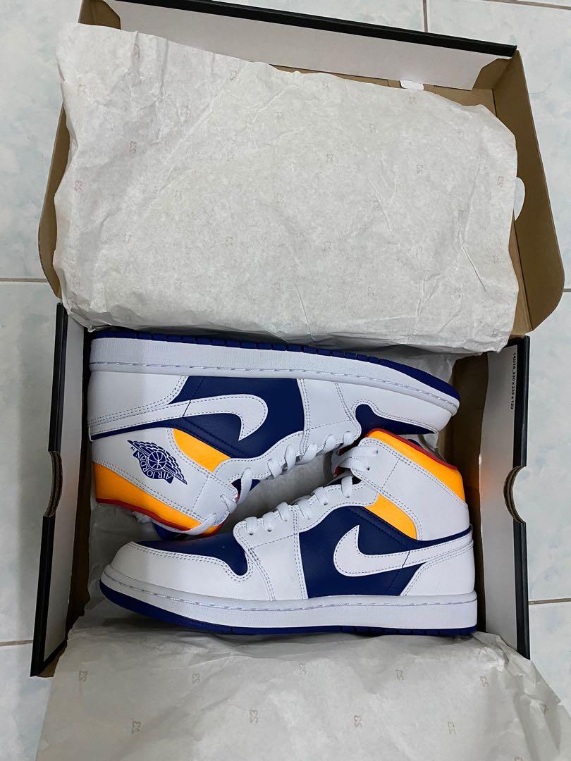 Air Jordan 1 Mid Royal Blue Laser Orange Men S Fashion Footwear Sneakers On Carousell