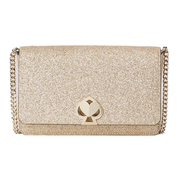 Buy KATE SPADE Nicola Shimmery Wallet with Chain Strap, Gold Color Women