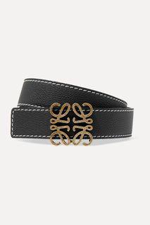 Authentic Loewe black textured-leather belt