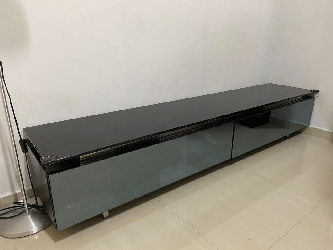 Black mirrored tv on sale stand