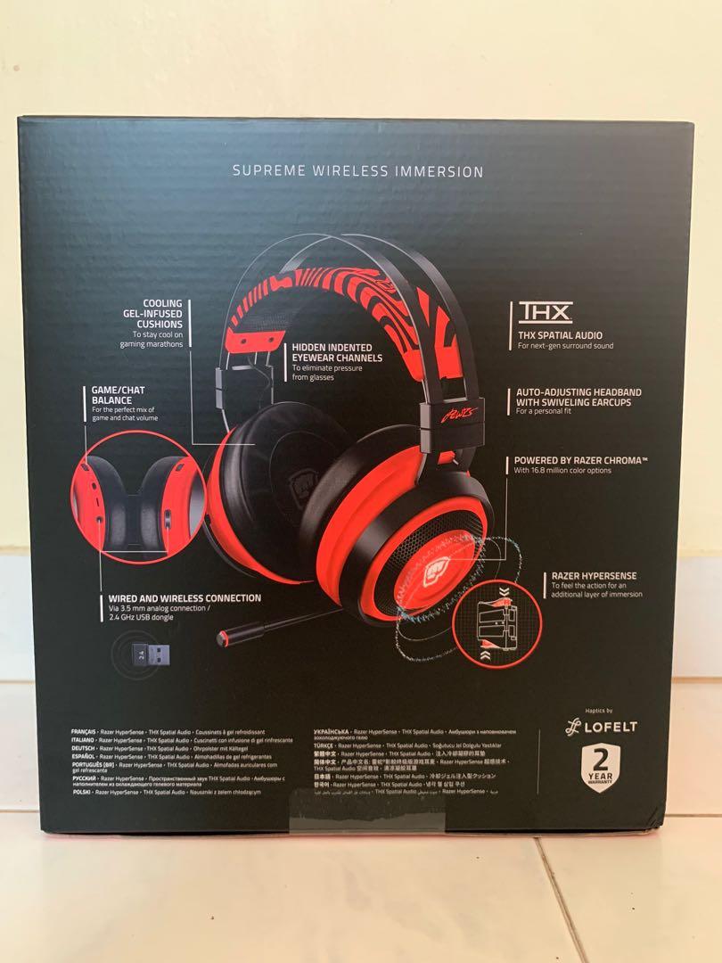 BN Razer Nari Ultimate Wireless 7.1 Surround Sound Gaming Headset Pewdiepie Limited Edition