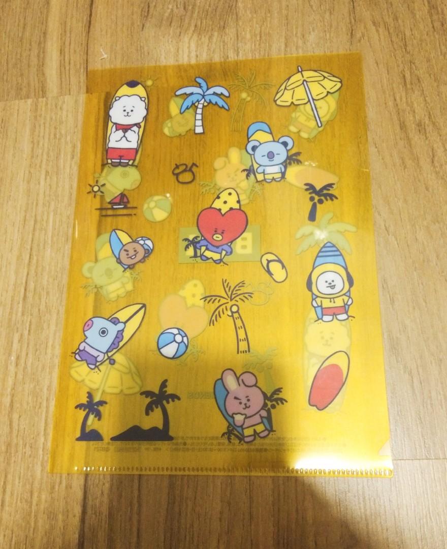 Bt21 Line Friends Relaxing On The Beach File Folder Books Stationery Stationery On Carousell