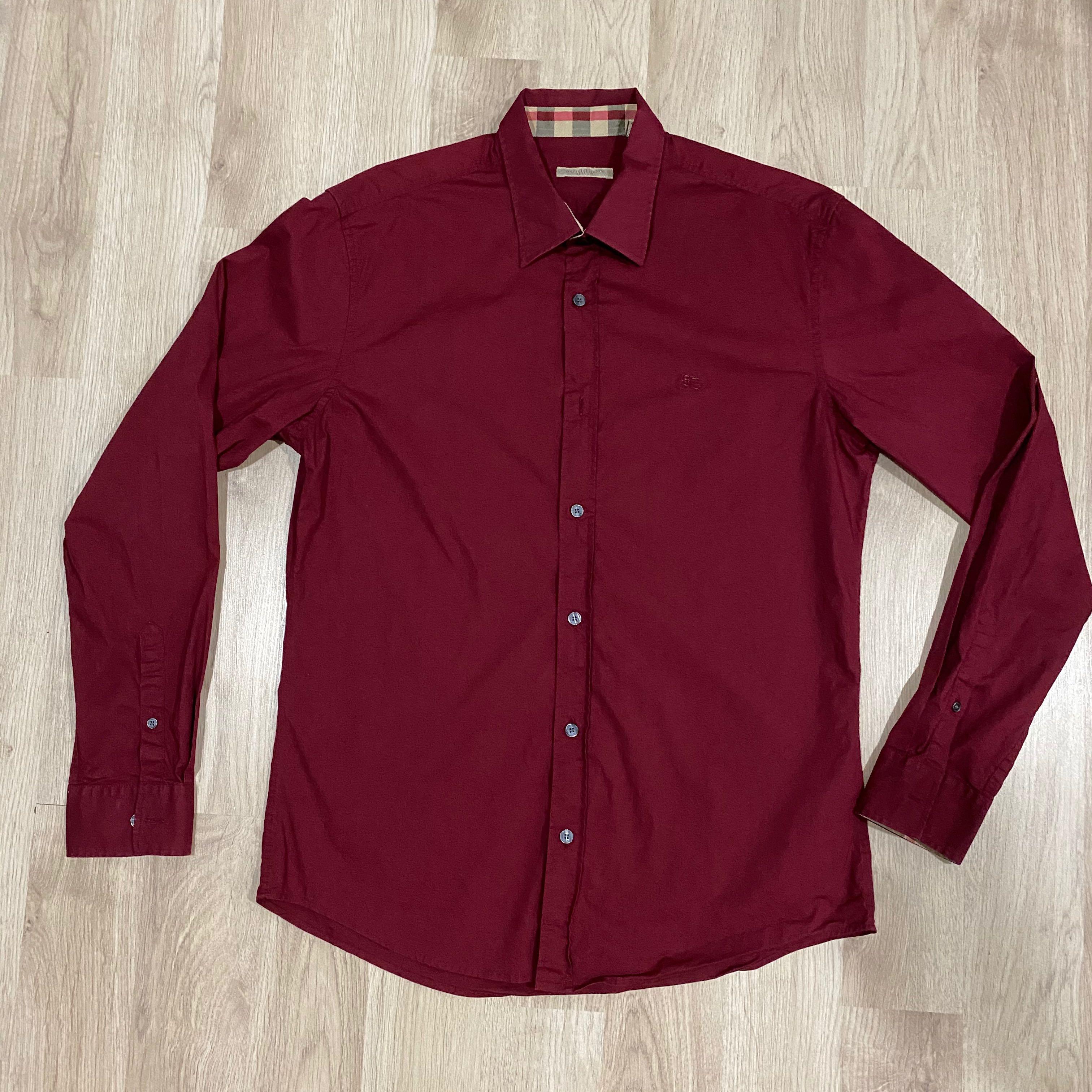Burgundy burberry shirt mens 2025