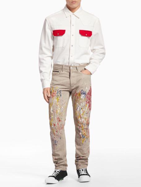 Calvin Klein - Raf Simons - Jeans - S/S 18 - Paint Splatter Slim Fit Jeans,  Men's Fashion, Bottoms, Jeans on Carousell