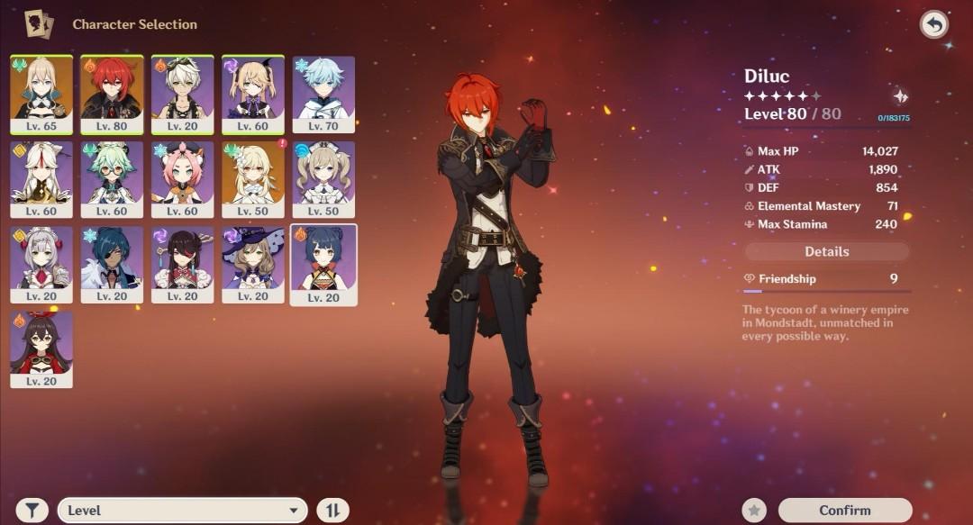 Diluc C1 + Jean + Xiao ready Genshin Impact F2P, Video Gaming, Gaming