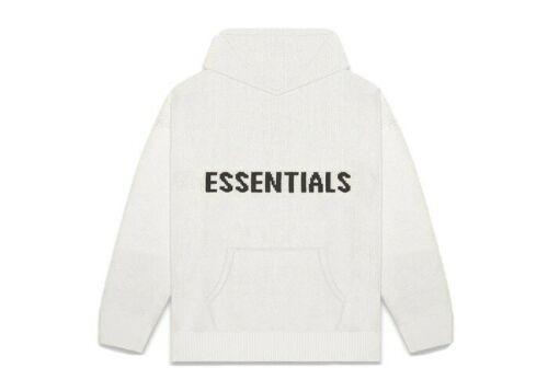 FOG Essentials Fear Of God Knit Hoodie Oatmeal Grey - Size L, 男裝