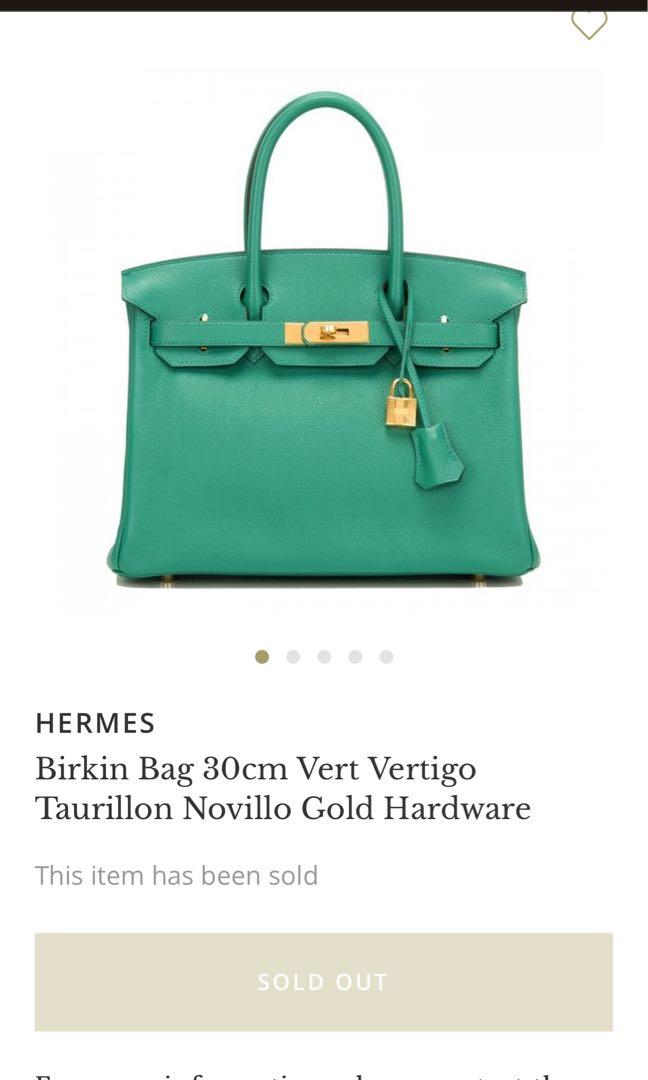 Hermes Birkin Bag 30cm Vert Vertigo Taurillon Novillo Gold