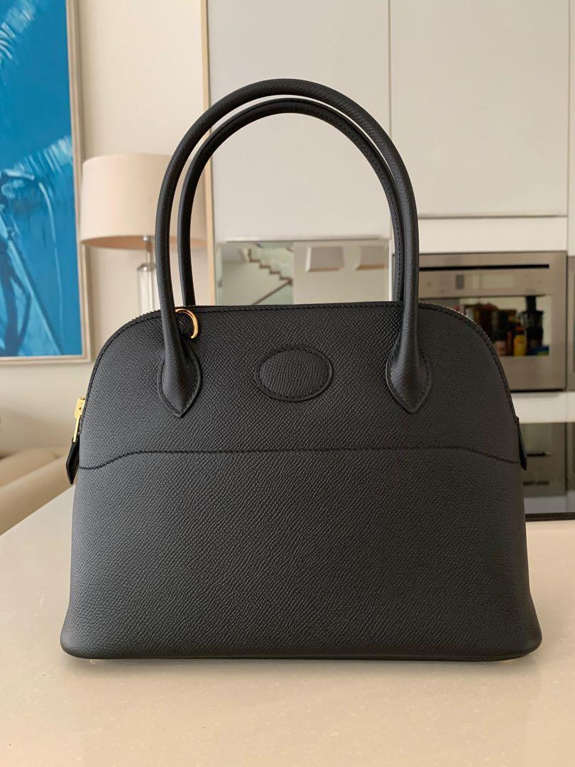 Hermes Bolide bag 27 Etoupe grey Epsom leather Gold hardware