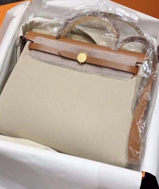 Hermès Herbag Zip 31 In Chai And Fauve, With Gold Hardware – Found