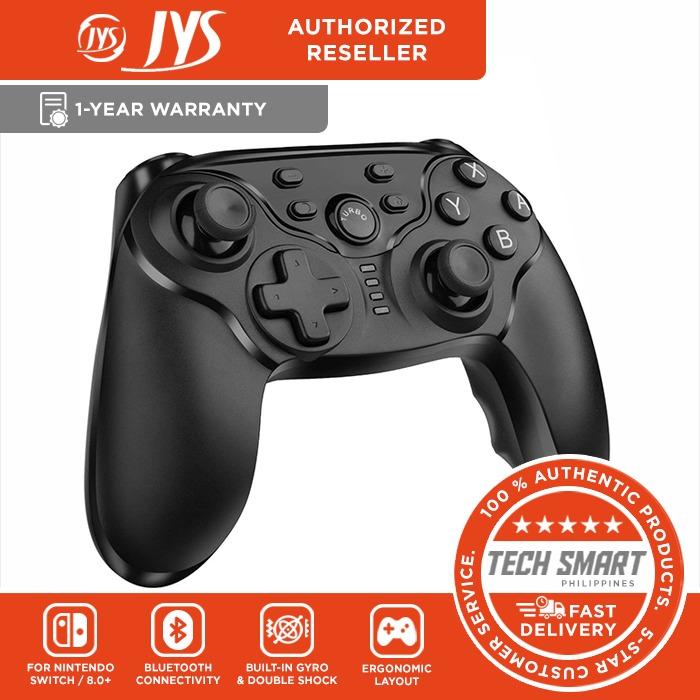 JYS NS-126 Bluetooth Gamepad Pro Controller for Nintendo Switch / Windows Switch 8.0+ Updated (Category: Nintendo) located in Manila. Submitted by techsmartph (Listing ID 238524971, Image 1). Description: * [Compatibility] Gamepad controller is fully compatible with Nintendo switch console and perfect support for Nintendo games. High Performance] Supports motion sensing function via built-in gyro and double-shock function via due to Dual motors.P