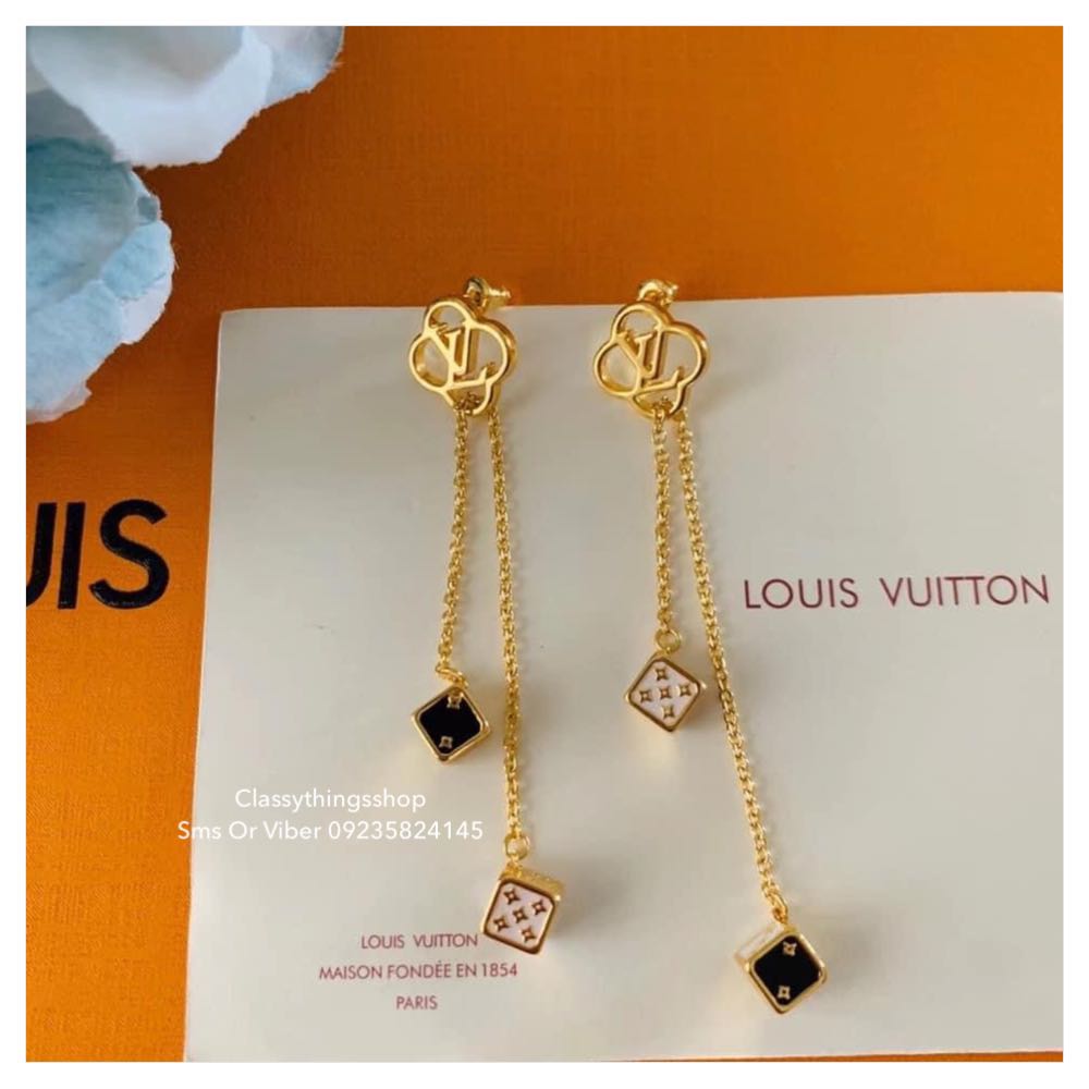 Louis Vuitton Women's Drop Dangle Pair Earrings Dice Gold Free Shipping
