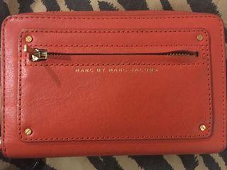 Marc jacobs red orange wallet with cellphone pocket