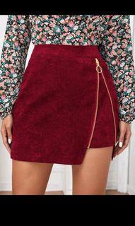 maroon velvety skirt