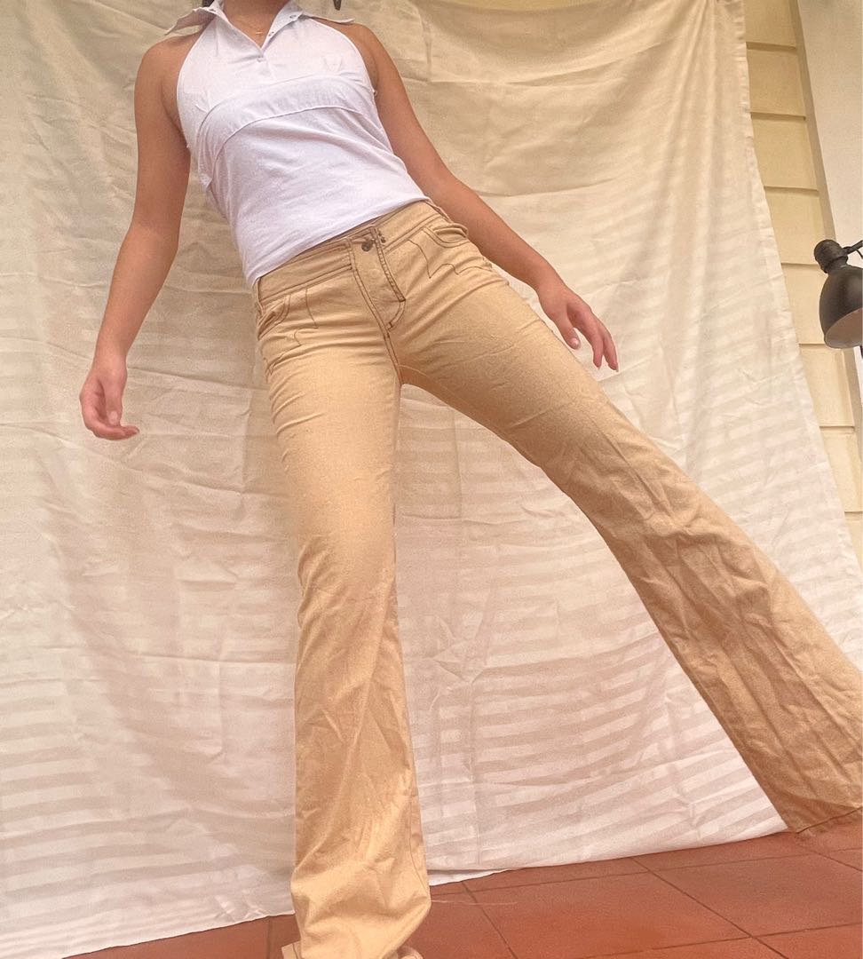 khaki flare jeans