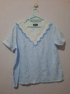 Mky blouse baby blue top like new banget