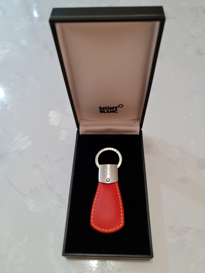 "AUTHENTIC" MONTBLANC Genuine Leather Keyring Triangle Red (Model
