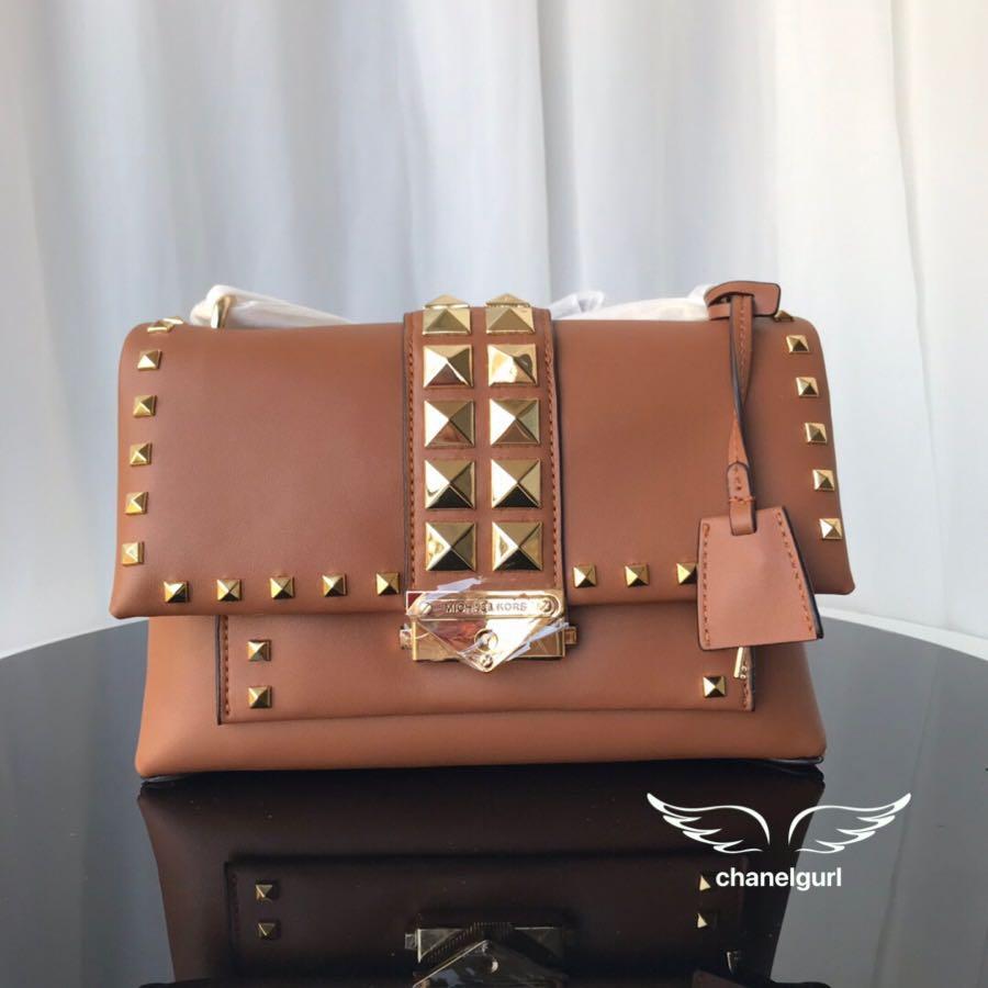 promo] Michael Kors Cece Brown Studded Leather Shoulder Crossbody Bag,  Women's Fashion, Bags & Wallets, Purses & Pouches on Carousell