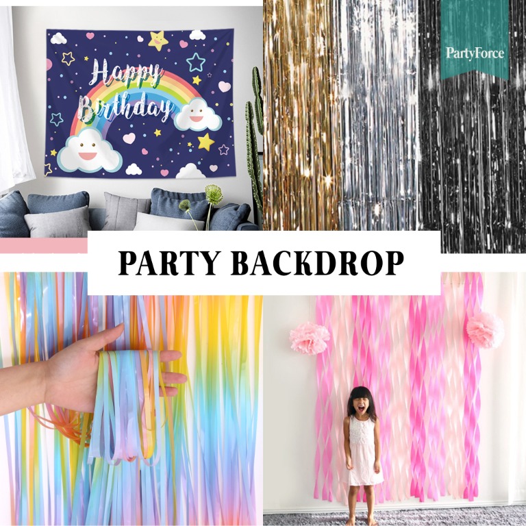 Rainbow Tinsel Backdrop, Hobbies & Toys, Stationery & Craft, Occasions & Party Supplies on Carousell